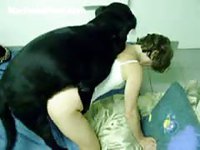Once innocent petite teenage girl licked and screwed by her boyfriends dog