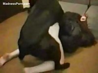 Large black animal screwing a zoo sex loving older amateur from behind