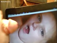 Lonely dude jerking off until he cums all over a picture of a girl