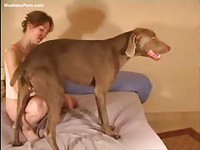 Curious young honey with an all natural body trying beastiality sex for the first time