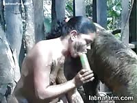 Mature tramp gets filthy in a pig pen and plays with herself
