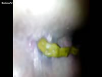 Fat bitch has green crap