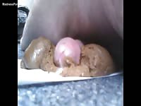 Muscled man enjoys fucking shit with his small dick
