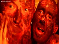 Dude with shit all over his face treating his gay lover to a fantastic scat blowjob on live webcam