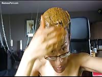 Absolutely insane scat fetish video footage where a wife drenches her hair in wet shiny shit