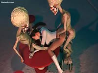 Wild and extremely skinny creatures from Mars attack and have their way with a poor whore