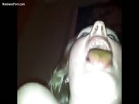 Blonde teen newcomer isn't sure what to expect as her man squats and takes a shit in he mouth