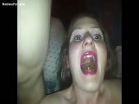 Eighteen year old blonde girl humiliated and used as a human toilet