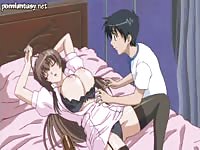 Barely legal cartoon beauty looks seductive in lingerie while being probed in this anime flick