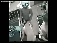 Pair of Russian military dudes spitfire fucking one of their comrades