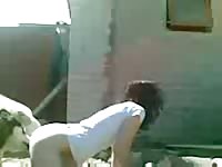 Lovely German brunette is having anal sex with her obedient dog