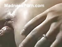 Black dog perfectly fucks blue-haired Asian chick before cumming