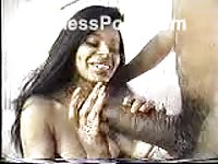 Stud with a monster cock enjoying great head and hardcore sex with an exotic teenage girl
