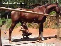 C700 Zoo Porn - Pure-breasted exotic looking college girl gets a face full of horse cum in this animal sex video