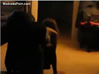 Young college chick forces her dog to fuck her hard
