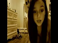 Fabulous home movie features a beautiful brunette eighteen year old exposing herself on video