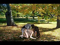 Sensational bestiality animation movie features large breasted brunette hammered by dog
