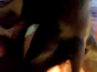 Creampie loving amateur whore enjoys every pump from her knotted up pet in this wild movie