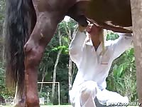 Zoophilia TV - Amazing teen hussy sucking and getting screwed by a horse in this thrilling animal fetish flick