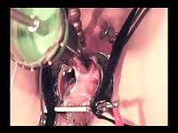 Insane insertion and pussy teasing video captured by a dominating husband of wife in BDSM