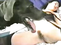 Always sex-charged petite MILF getting fucked good by a K9 in this xxx beast fucking video