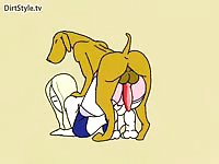 Funny animated xxx bestiality fucking movie features a cheerleader mounted by hung beast