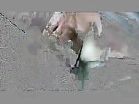 Sexy MILF in black stockings enjoying an outdoor cunt licking from her dog in this beast flick