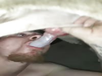Fit dude kissing and sucking Great Dane
