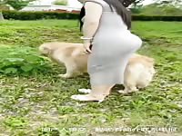 asian beautiful girl fuck with dog after walking
